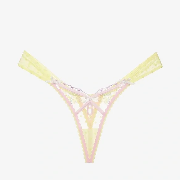 For Love And Lemons Buttercup Bunches Thong Panty Yellow Small NEW - Picture 3 of 4